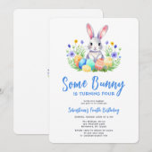 Spring Bunny Rabbit Pasen Vierde Verjaardag Kaart (Voorkant / Achterkant)