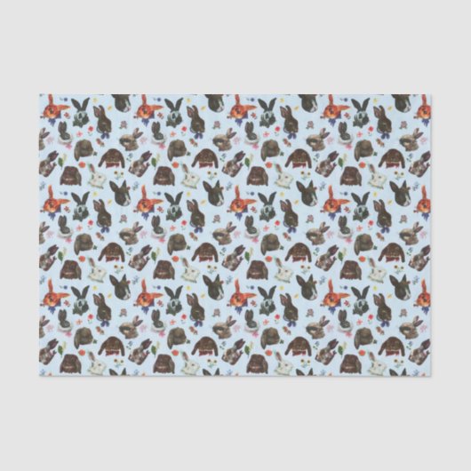 Spring Bunny Rabbits Forest Floral Tissuepapier (Voorkant)