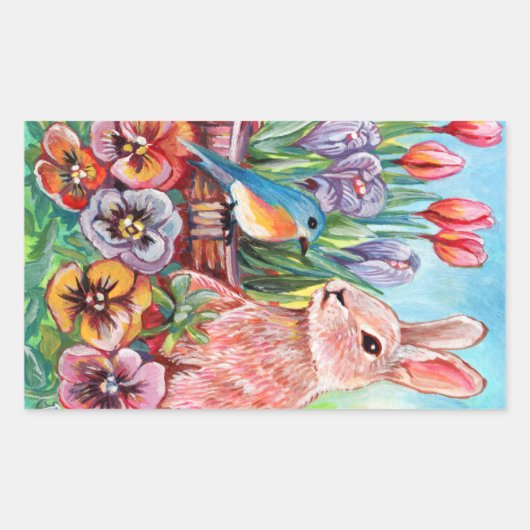 Spring Bunny Rechthoekige Sticker (Voorkant)