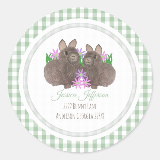 Spring Bunny Ronde Sticker (Voorkant)