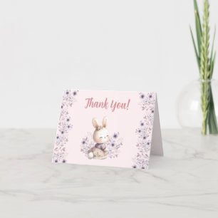 Spring Bunny Roze Meisje Baby shower Dankjewel Kaa Bedankkaart