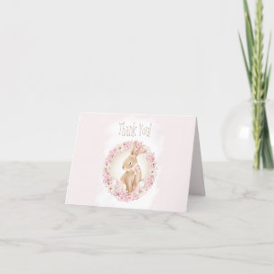 Spring Bunny Roze Meisje Baby shower Dankjewel Kaa Bedankkaart