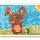 Spring Bunny Sticker - Brown (Voorkant)