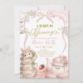 Spring Bunny Tea Baby Is Brewing Baby Shower Kaart (Voorkant)