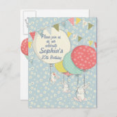 Spring Bunny Verjaardag Uitnodiging (Voorkant / Achterkant)