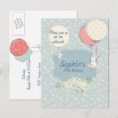 Spring Bunny Verjaardag Uitnodiging Briefkaart (Voorkant / Achterkant)