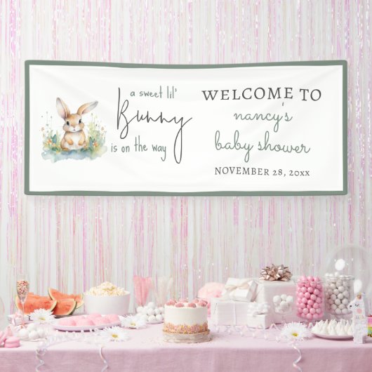 Spring Bunny Waterverf Baby shower Welkom Spandoek (Feest)