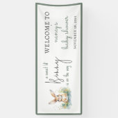 Spring Bunny Waterverf Baby shower Welkom Spandoek (Verticaal)