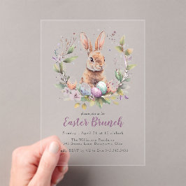 Spring Bunny Wreath Paasbrunch Vakantie Acryl Uitnodigingen