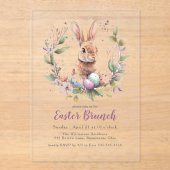 Spring Bunny Wreath Paasbrunch Vakantie Acryl Uitnodigingen (Voorkant)