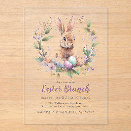Spring Bunny Wreath Paasbrunch Vakantie Acryl Uitnodigingen