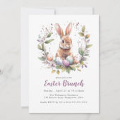 Spring Bunny Wreath Paasbrunch Vakantie Kaart (Voorkant)