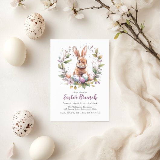 Spring Bunny Wreath Paasbrunch Vakantie Kaart