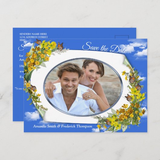 Spring Buttercup Bloemen Aankondigingskaart (Voorkant / Achterkant)