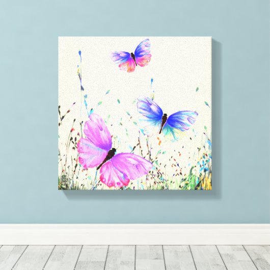 Spring Butterflies Canvas Afdruk (Insitu (Houten vloer))