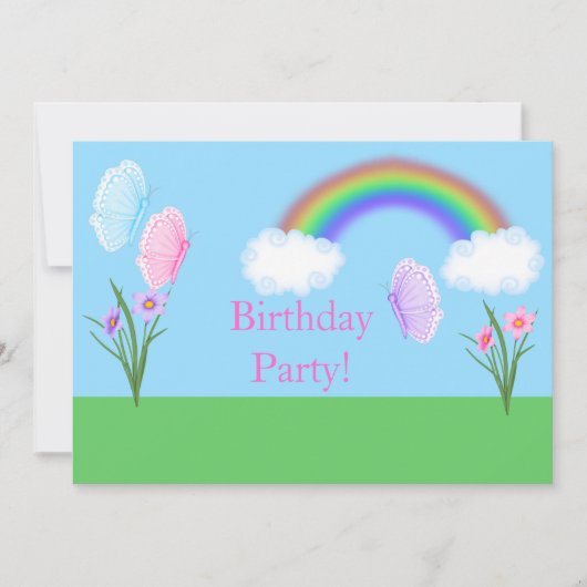 SPRING BUTTERFLIES PARTIJINVITATIE KAART (Voorkant)