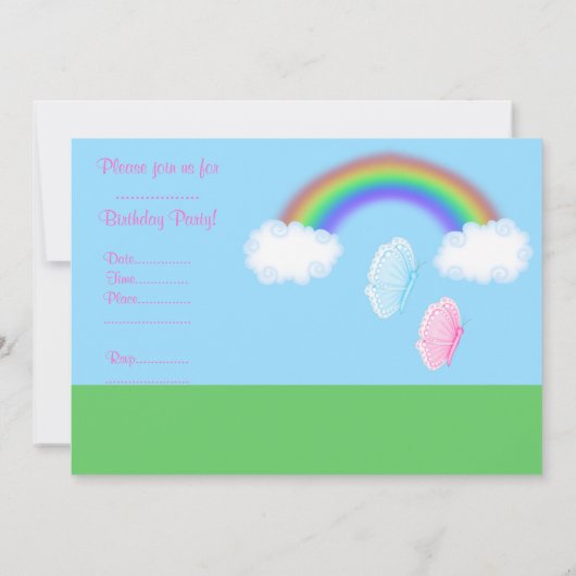 SPRING BUTTERFLIES PARTIJINVITATIE KAART (Achterkant)