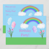 SPRING BUTTERFLIES PARTIJINVITATIE KAART (Voorkant / Achterkant)