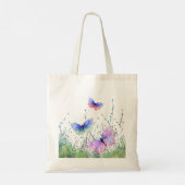Spring Butterflies vliegend in Natuur Canvas tas (Achterkant)
