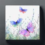 Spring Butterflies vliegend in Natuur Plaque Fotoplaat<br><div class="desc">Spring Joy - Colorful Butterflies die in de Waterverf van de Natuur het Schilderen Butterfly en Flowers vliegen - kies/voeg Uw favoriete Tekst/Kleur toe - maak Uw Unieke Gift - Resize en beweeg of verwijder en voeg elementen met aanpassingshulpmiddel toe! - Tekening en ontwerp door MIGNED. Je kunt ook mijn...</div>