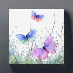 Spring Butterflies vliegend in Natuur Plaque Fotoplaat<br><div class="desc">Spring Joy - Colorful Butterflies die in de Waterverf van de Natuur het Schilderen Butterfly en Flowers vliegen - kies/voeg Uw favoriete Tekst/Kleur toe - maak Uw Unieke Gift - Resize en beweeg of verwijder en voeg elementen met aanpassingshulpmiddel toe! - Tekening en ontwerp door MIGNED. Je kunt ook mijn...</div>