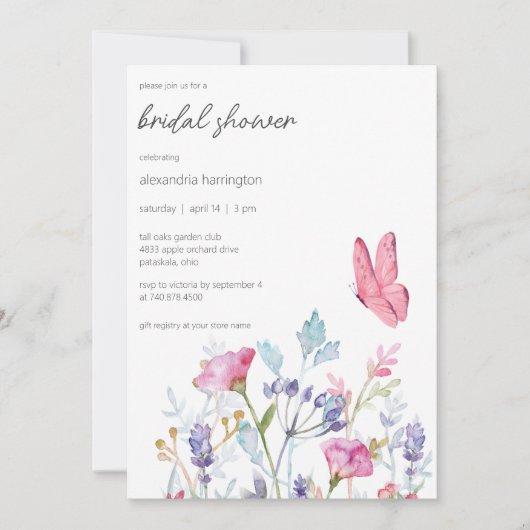 Spring Butterfly and Wildflowers Vrijgezellenfeest Kaart (Voorkant)