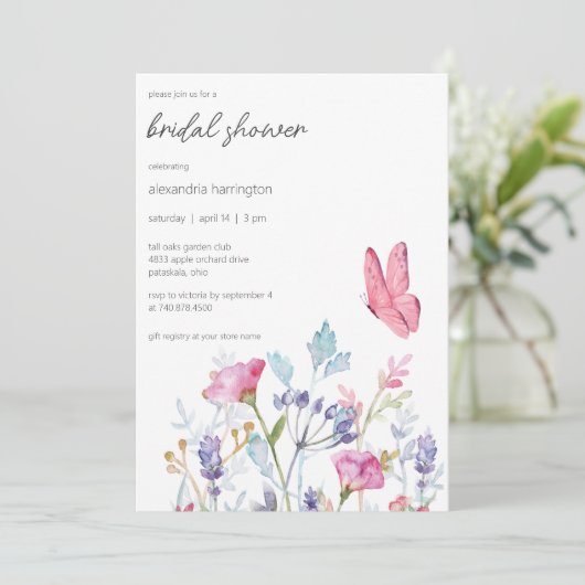 Spring Butterfly and Wildflowers Vrijgezellenfeest Kaart (Staand voorkant)