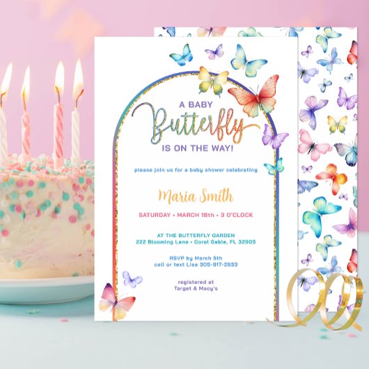 Spring Butterfly Baby shower Uitnodigen – Kleurrij Kaart