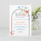 Spring Butterfly Baby shower Uitnodigen – Kleurrij Kaart (Staand voorkant)