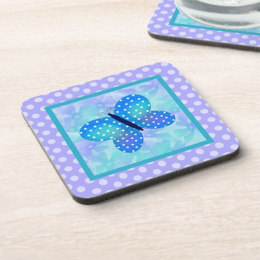 Spring Butterfly en Polka-stippen Onderzetter Set (Linkerzijde)