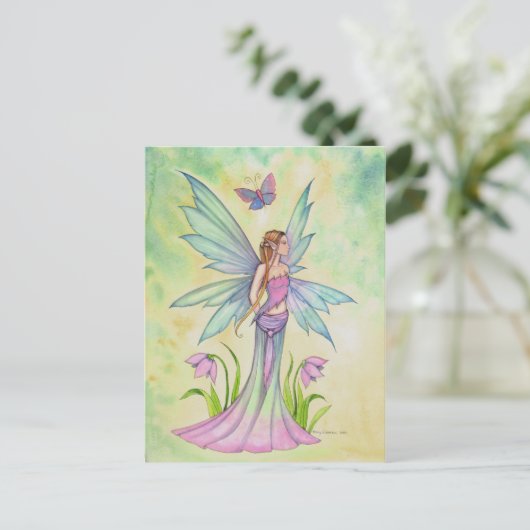 Spring Butterfly Fairy Fantasy Art Briefkaart (Staand voorkant)