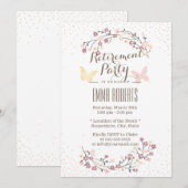 Spring Butterfly & Flowers Retirement Party Kaart (Voorkant / Achterkant)