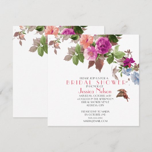 Spring Butterfly Garden Flowers Vrijgezellenfeest Kaart (Voorkant / Achterkant)