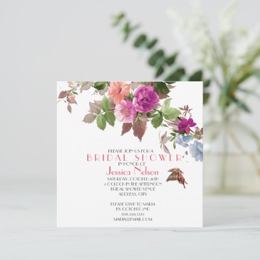 Spring Butterfly Garden Flowers Vrijgezellenfeest Kaart (Staand voorkant)