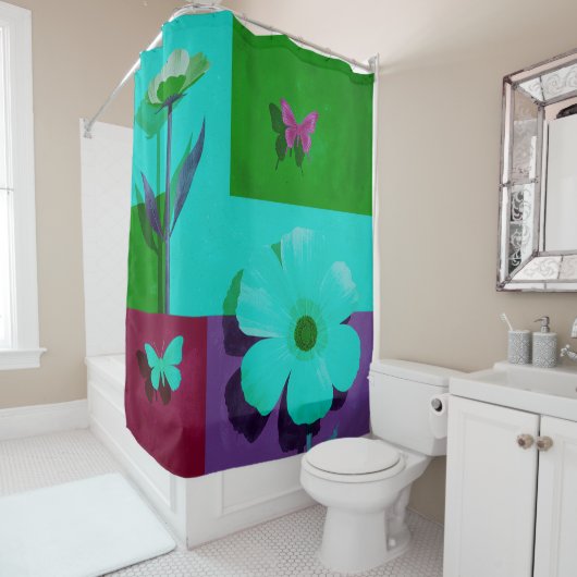 Spring Butterfly Garden Shower Curtain Douchegordijn (In situ)