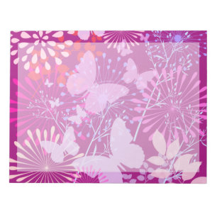Spring Butterfly Garden Vibrant Paars Pink Girly Notitieblok