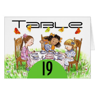 Spring Butterfly Girls Tea Table Number Kaarten