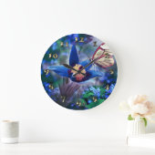 Spring Butterfly op Blue Flower Grote Klok (Huis)