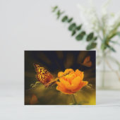 Spring Butterfly op Roos Briefkaart (Staand voorkant)