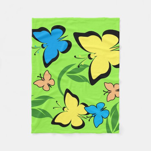 Spring Butterfly Patroon Fleece Deken (Voorkant)