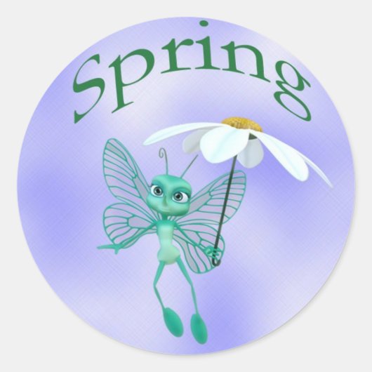 Spring Butterfly Ronde Sticker (Voorkant)