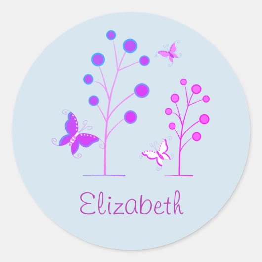 Spring Butterfly Ronde Sticker (Voorkant)