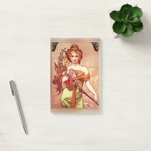 Spring c1900 Top Two Thirds by Alphonse Mucha Post-it® Notes (Kantoor)