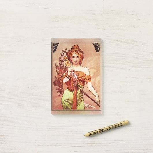 Spring c1900 Top Two Thirds by Alphonse Mucha Post-it® Notes (Op bureau)