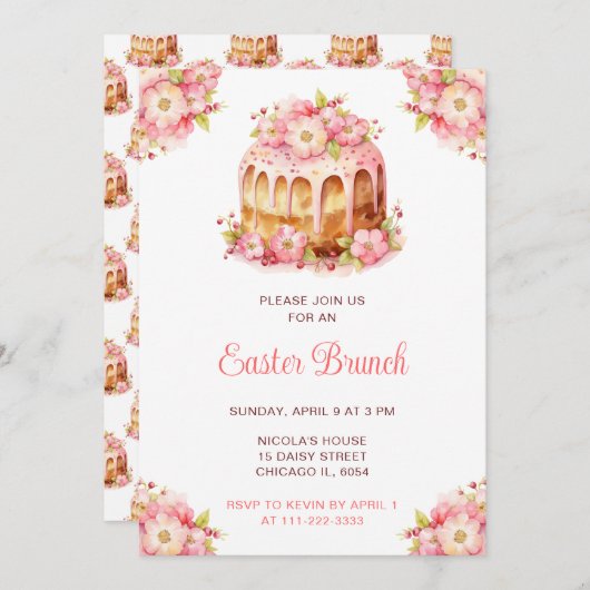 Spring Cake Easter Brunch Kaart (Voorkant / Achterkant)