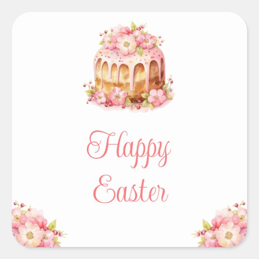 Spring Cake Paasbrunch Vierkante Sticker (Voorkant)