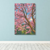 Spring Canopy – Bloesemboom & Blauwe Hemel Schilde Canvas Afdruk (Insitu (Houten vloer))