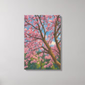 Spring Canopy – Bloesemboom & Blauwe Hemel Schilde Canvas Afdruk (Voorkant)