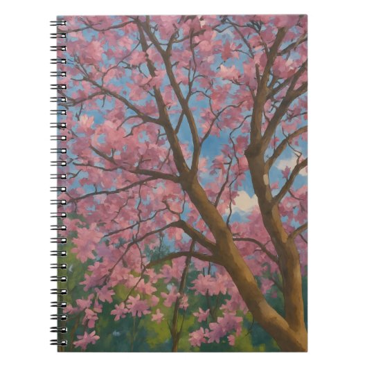 Spring Canopy – Bloesemboom & Blauwe Hemel Schilde Notitieboek (Voorkant)