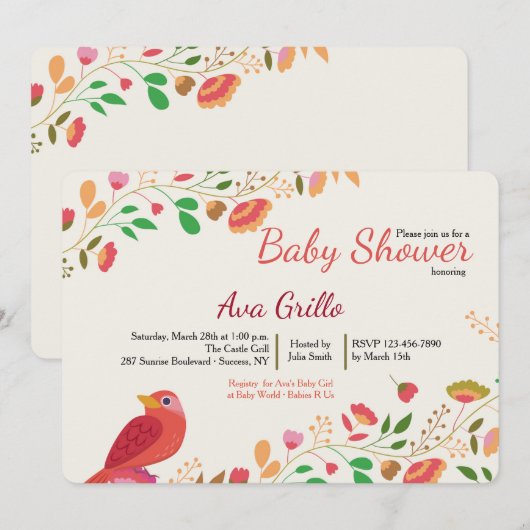 Spring Cardinal Invitation Kaart (Voorkant / Achterkant)